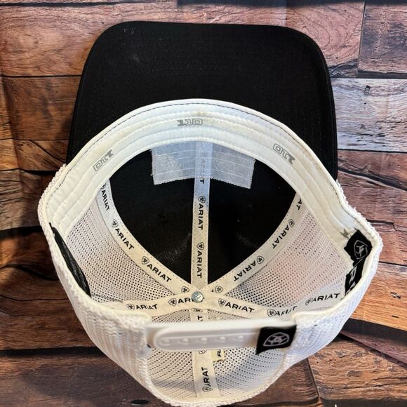 Ariat Men's Work Logo Patch Flexfit Baseball Cap Trucker Snapback Hat Black - Picture 5 of 9